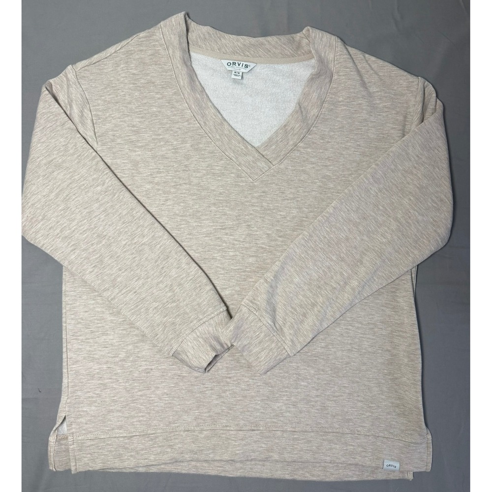 Orvis Classic Collection Oatmeal Heather V-Neck Sweatshirt Modal Blend Medium